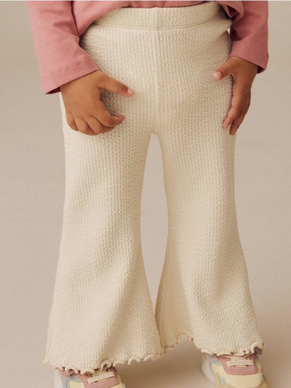 Next Toddler Girls Textured Flared Leggings in Oatmeal sz 2-3 yrs EUC $32R